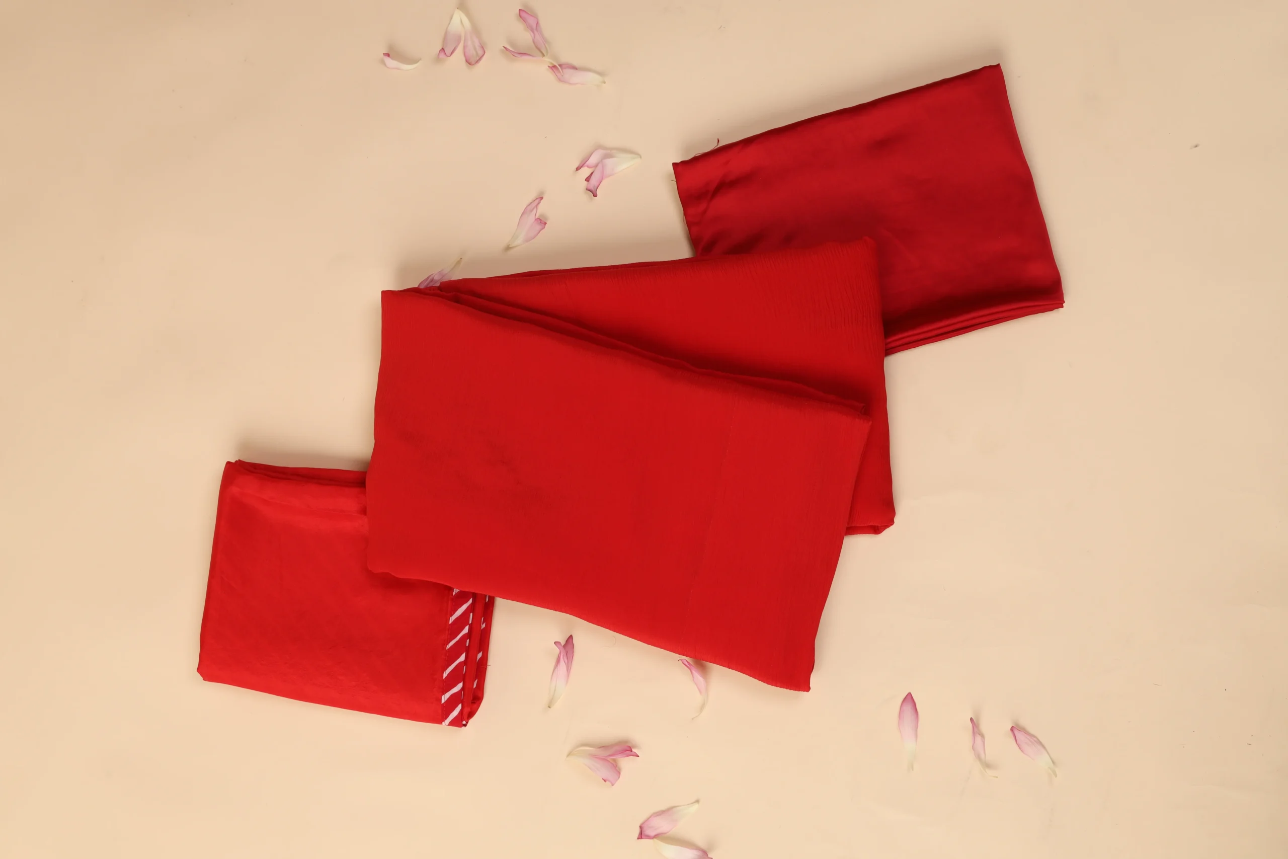 063A7506 Red Chiffon Saree - Image 4