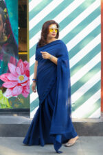 Navy Blue Chiffon Saree