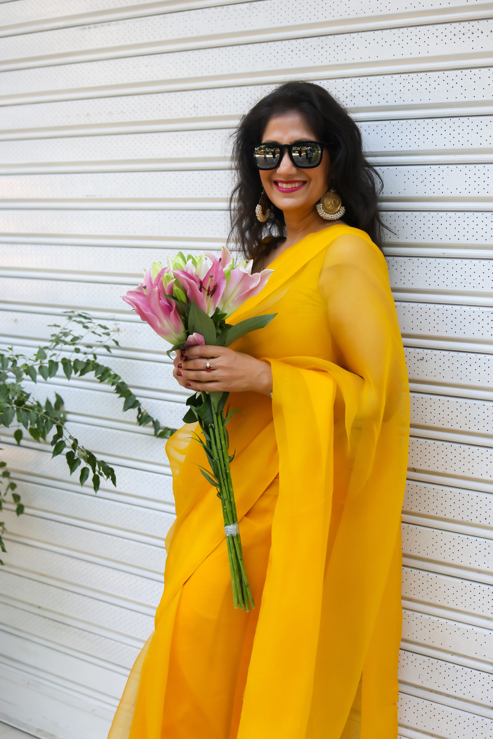 0I6A8070 Yellow Organza Saree - Image 1