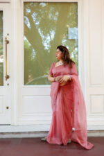Dusty Pink Organza Saree - Image 2