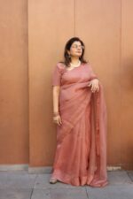 Dusty Pink Organza Saree