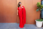 Red Chiffon Saree - Image 2