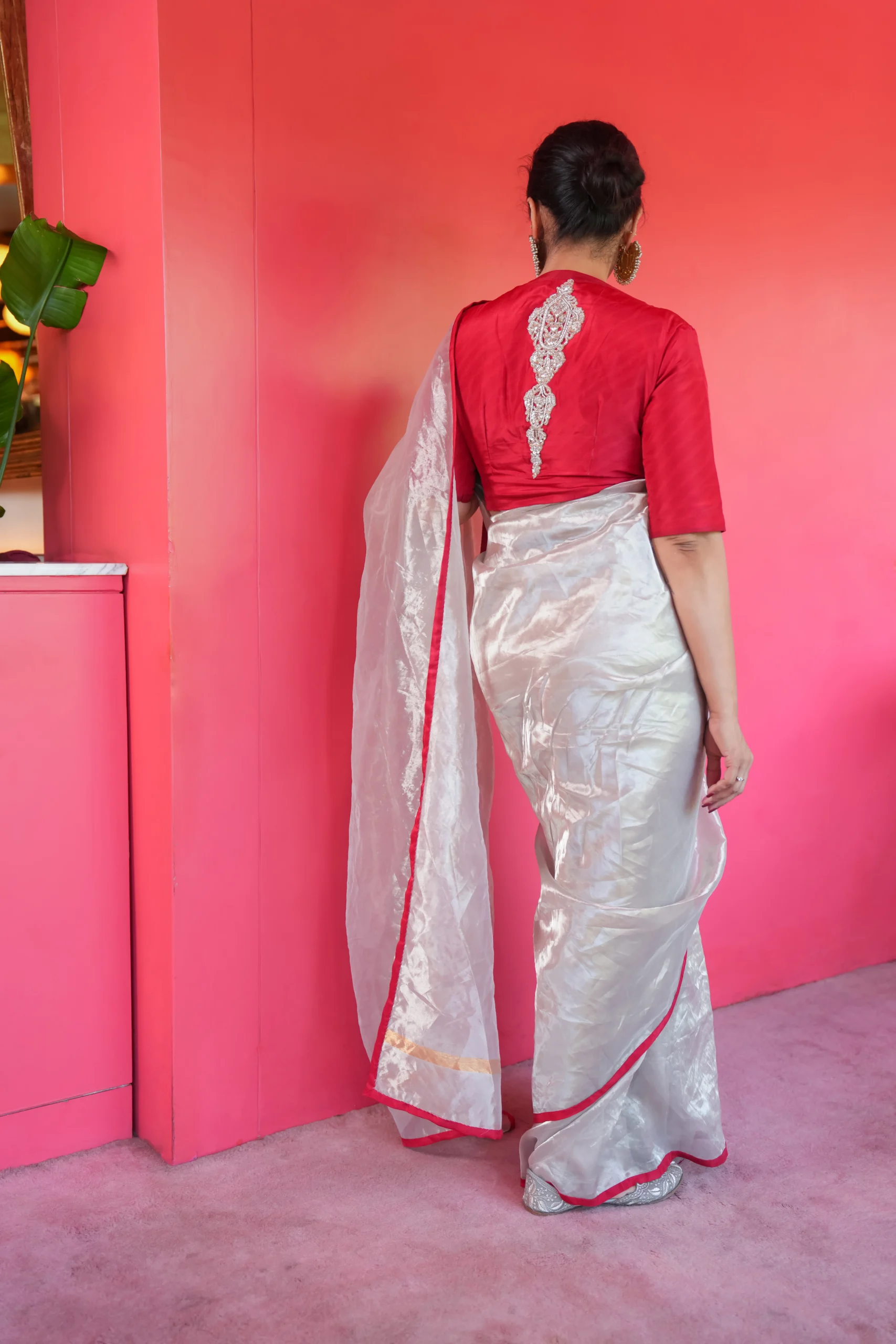 DSC09188 Silver Woven Saree - Image 2