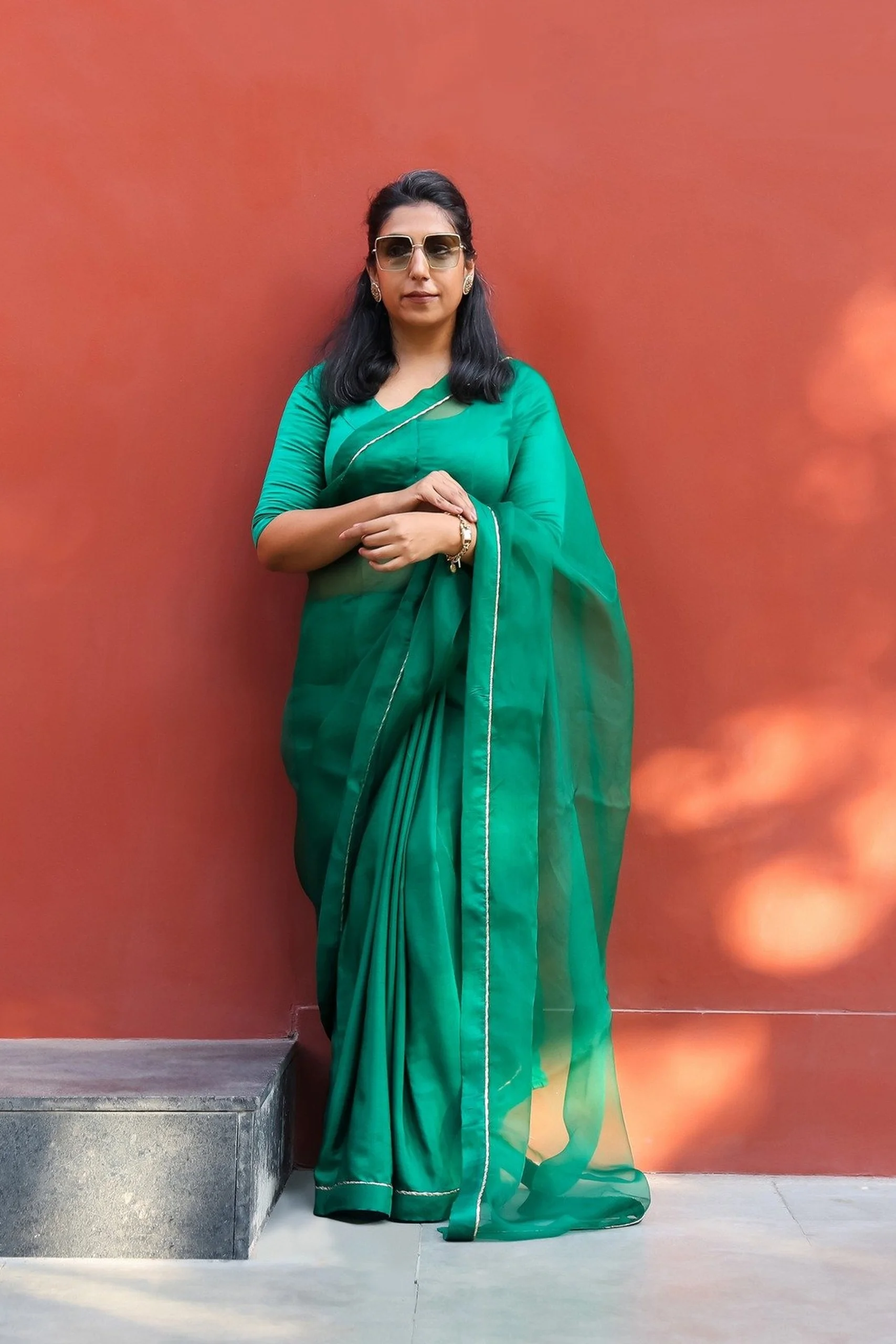 Emerald Green Half & Half Saree (1) Emerald Green Half & Half Saree - Image 1
