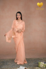 Kashmiri Leaf & Motif Embroidered Organza Saree