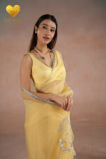 Silver Cutdana Embroidered Organza Saree