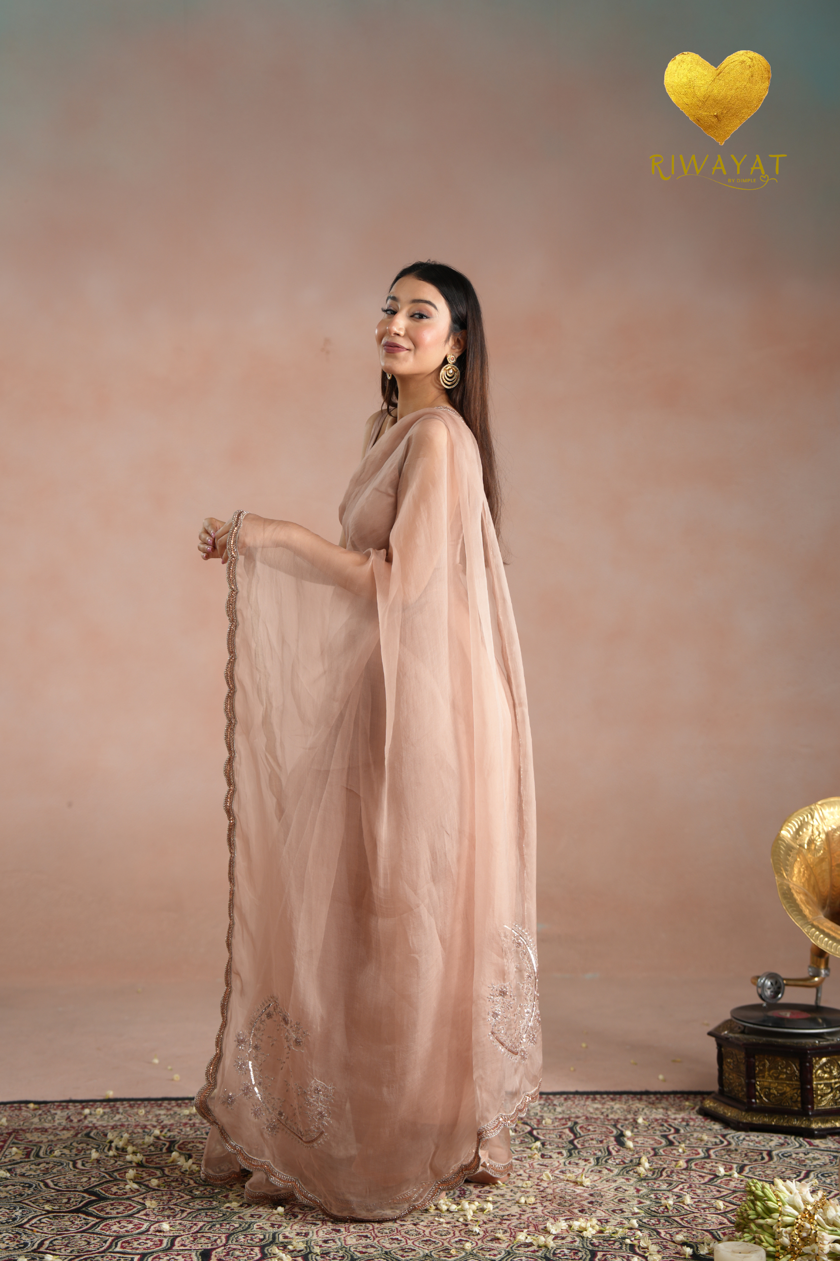 1 Dusty Blush Zari Saree - Image 1