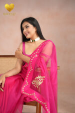Zari Moti Embroidered Organza Saree - Image 5