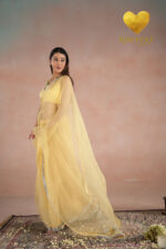 Silver Cutdana Embroidered Organza Saree - Image 5