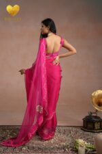Zari Moti Embroidered Organza Saree - Image 4