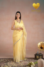 Silver Cutdana Embroidered Organza Saree - Image 4