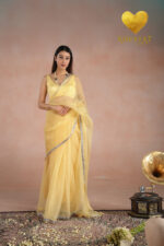 Silver Cutdana Embroidered Organza Saree - Image 3