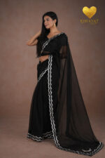 Silver & Gold Edge Saree - Image 4
