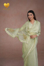 Kashmiri Leaf & Motif Embroidered Organza Saree - Image 2