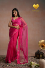 Zari Moti Embroidered Organza Saree - Image 2
